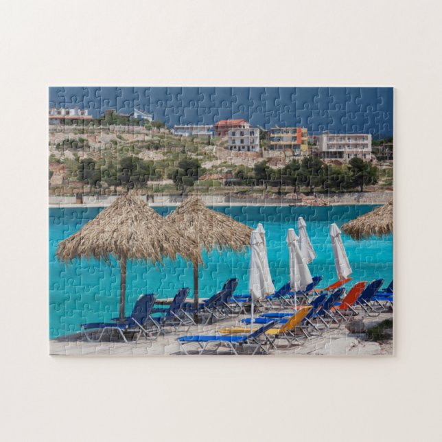 Puzzle Ksamil, bord de plage de la ville (Horizontal)