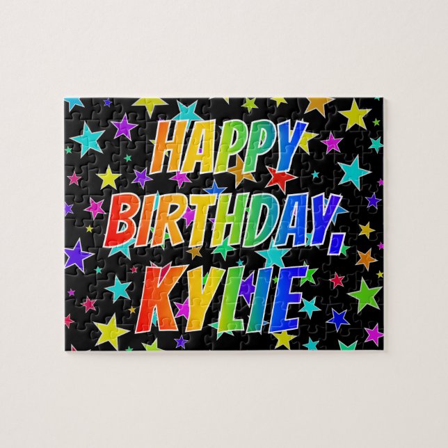 Puzzle "KYLIE" Prénom, Amusant "HEUREUX ANNIVERSAIRE" (Horizontal)