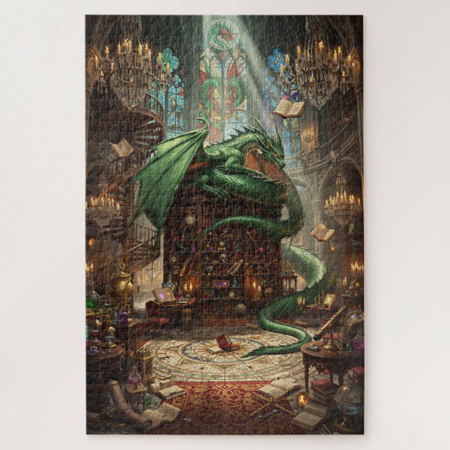 Puzzle La Bibliothèque du Dragon Oublié | 1000 Pièces F (Vertical)