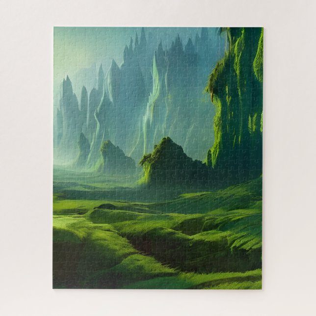 Puzzle La carte postale de fantasy de la vallée d'émeraud (Vertical)