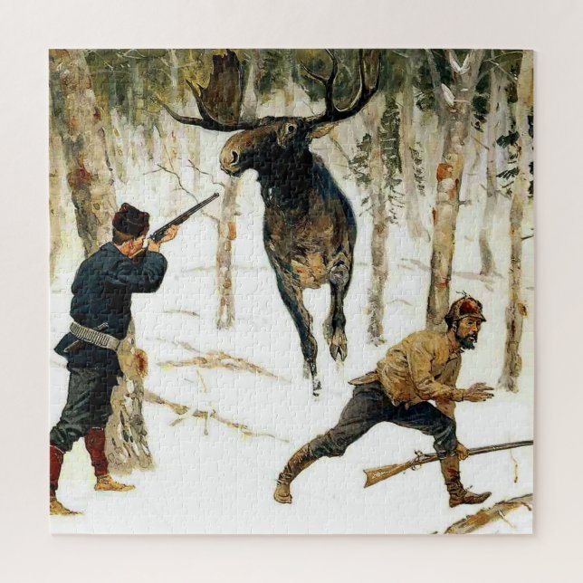Puzzle La chasse aux orignaux par Frederic Remington (Vertical)