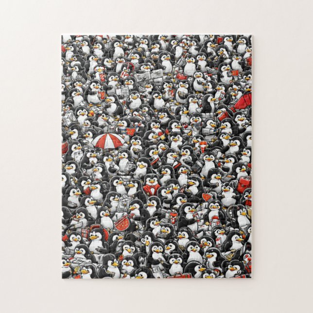 Puzzle La Chasse Impossible au Manchot Rouge (Vertical)