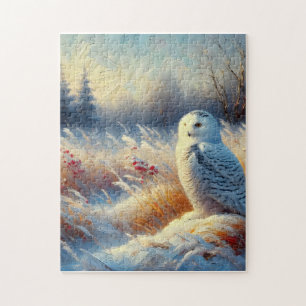 Puzzle La Chouette des neiges majestueuse en pleine natur