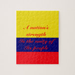 Puzzle La Colombie - la force d'une nation<br><div class="desc">Le drapeau colombien est conçu avec une phrase sentimentale écrite par ralph wisden staples - les mots que vous aimez sont les mots que nous écrivons</div>