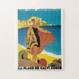 Puzzle La Corse vintage par l'annonce de voyage de train