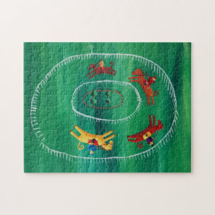 Puzzle La Course Du Cheval Art Contemporain Peinture Acry