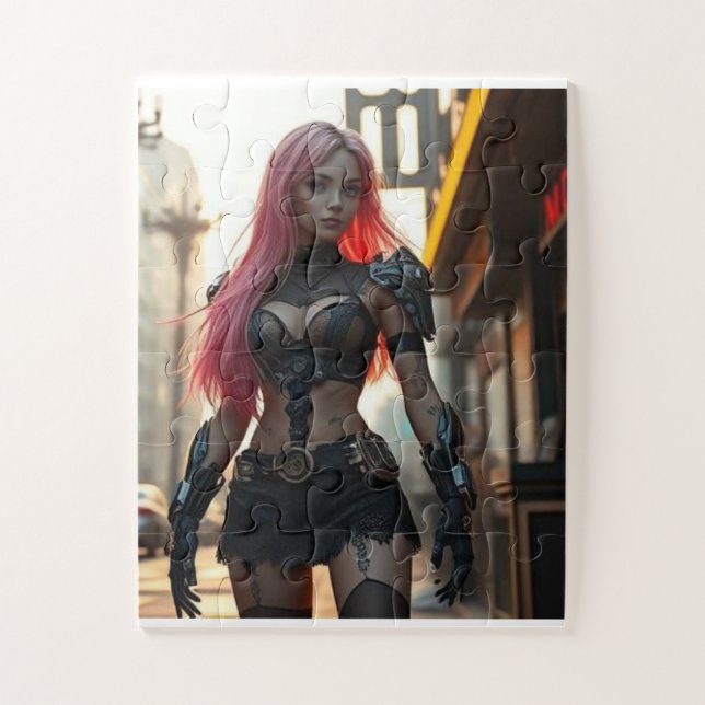 Puzzle La Cyber-fille et l'avenir dystopique (Vertical)