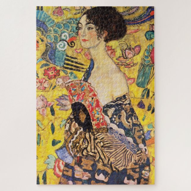 Puzzle La Dame de Gustav Klimt avec un fan (Vertical)