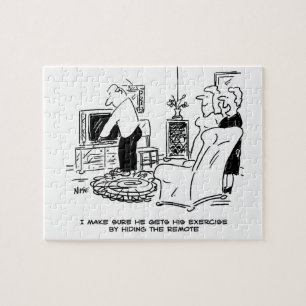 Puzzle La femme masque la télécommande de la télévision