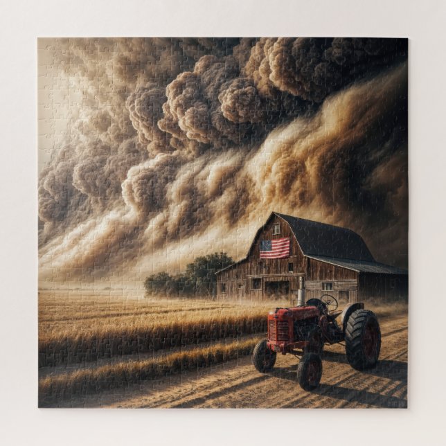 Puzzle La ferme Midwest Great Plains dans une tempête de  (Vertical)