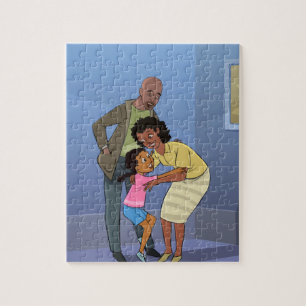 Puzzle La Fille Noire avec maman et papa Dessin de voyous