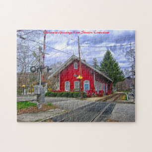 Puzzle La gare de Kent Connecticut. Vœux de Noël