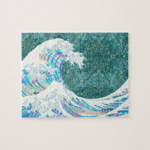 Puzzle la grande vague irisée de kanigawa (vert)