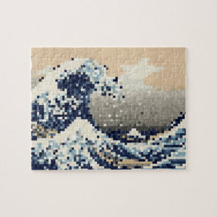 Puzzle La grande vague outre de l'art de pixel de bit de