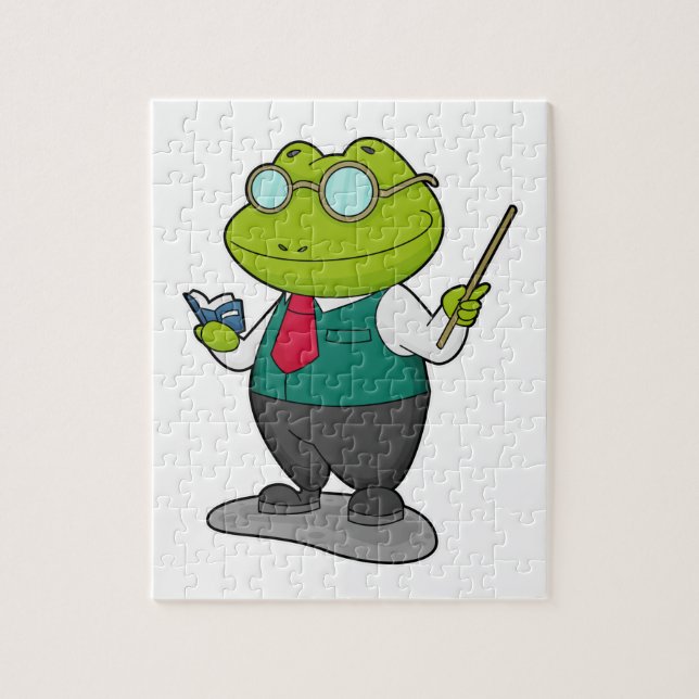 Puzzle La grenouille comme enseignant avec livre (Vertical)