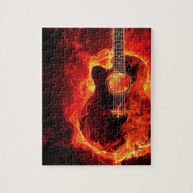 Puzzle La guitare brûlante, orange flambe le groupe de (Vertical)