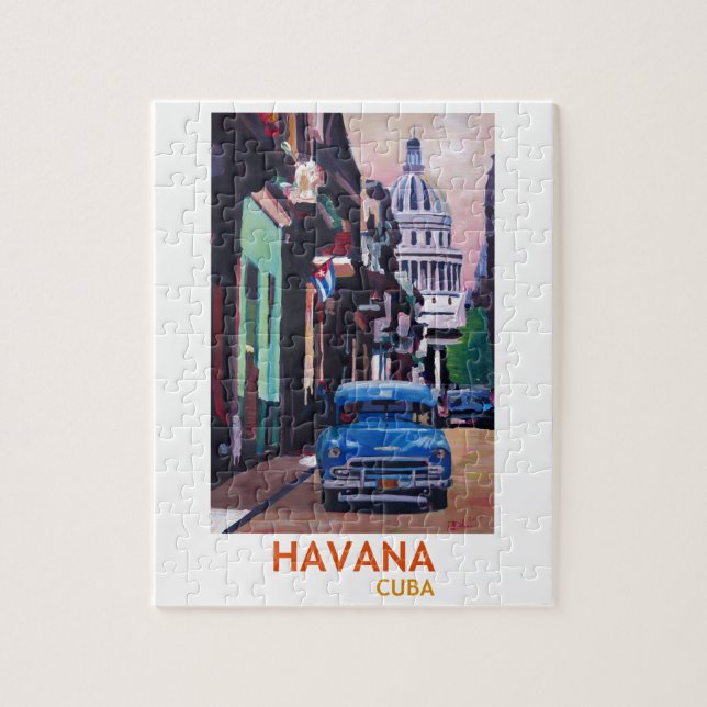 Puzzle La Havane au Cuba - EL Capitolo avec l'oldtimer (Vertical)