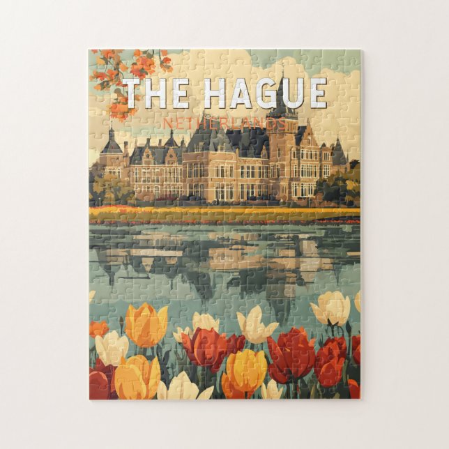 Puzzle La Haye Pays-Bas Travel Art Vintage (Vertical)
