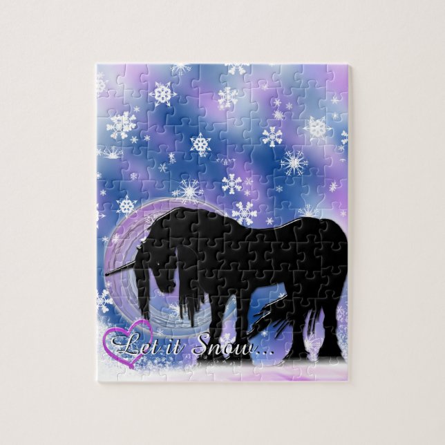 Puzzle La licorne noire mystique (Qu'Elle Neige) (Vertical)