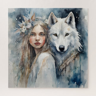 Puzzle La magie slave : La fille et le loup blanc