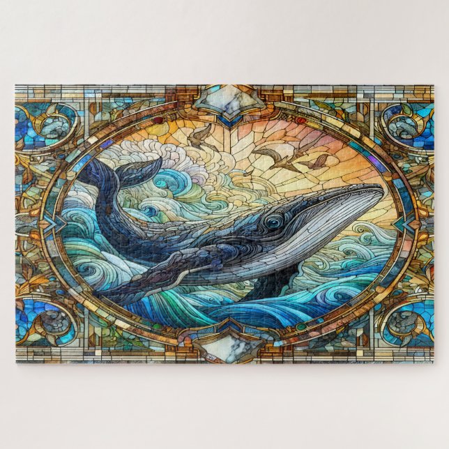 Puzzle La Majestueuse Mosaïque Marine Une Baleine De Verr (Horizontal)