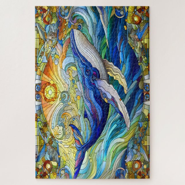Puzzle La Majestueuse Mosaïque Marine Une Baleine De Verr (Vertical)