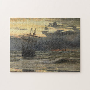 Puzzle La Mer-Plage après un temps de tempête, aube