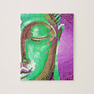 Puzzle La mosaïque pourpre et verte Bouddha font face
