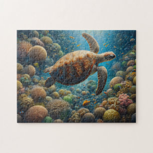 Puzzle La Nage Des Tortues De Mer Autour Du Corail