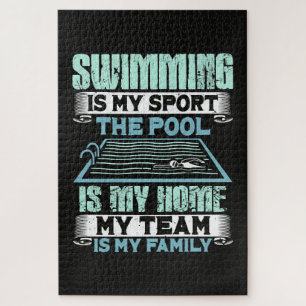 Puzzle La natation est mon sport La piscine est ma maison