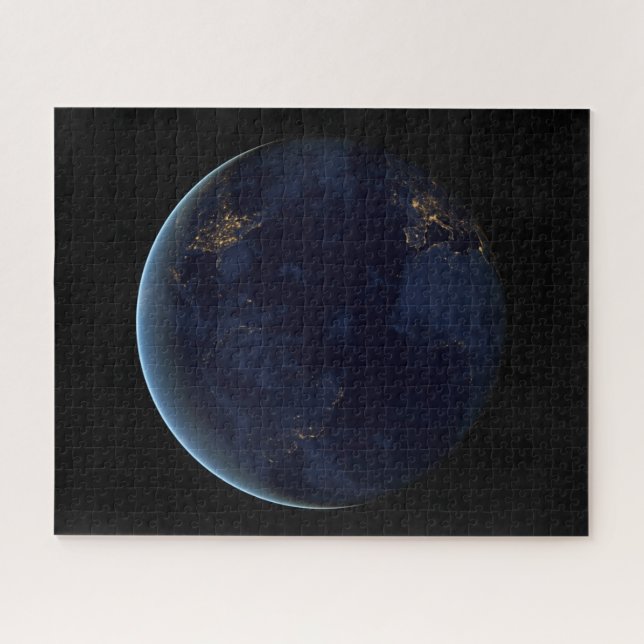 Puzzle La nuit, lumière de la ville terrestre (Horizontal)