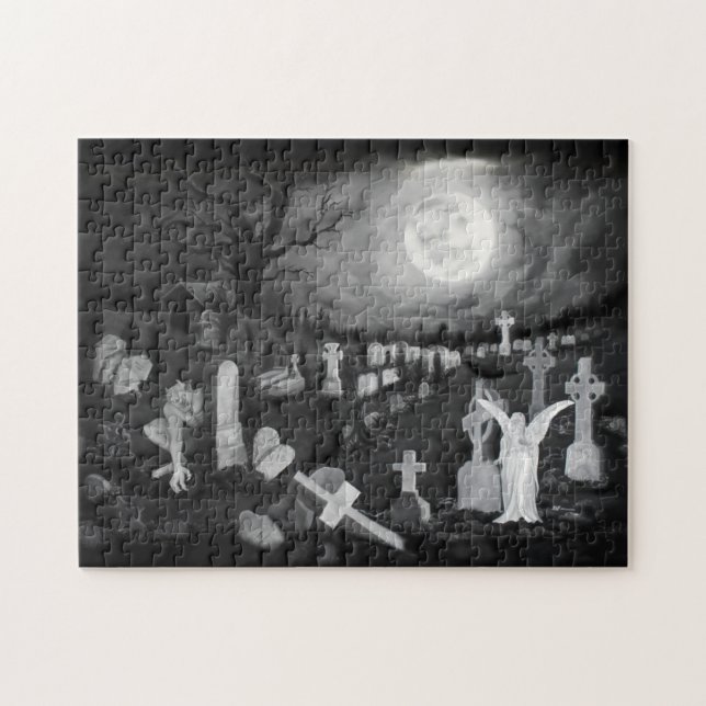 Puzzle La nuit sur le cimetière - Angel avec Diable (Horizontal)