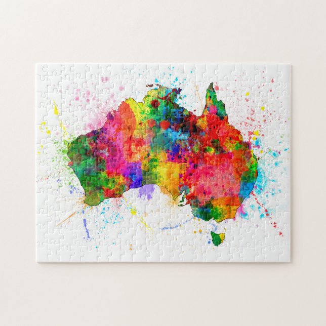 Puzzle La peinture de l'Australie éclabousse la carte (Horizontal)