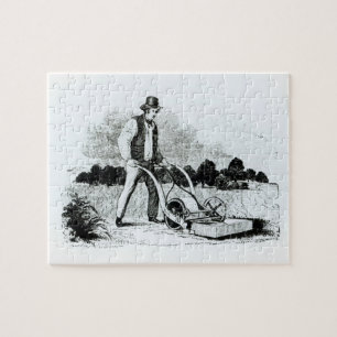 Puzzle La première tondeuse à gazon (gravure) (photo de