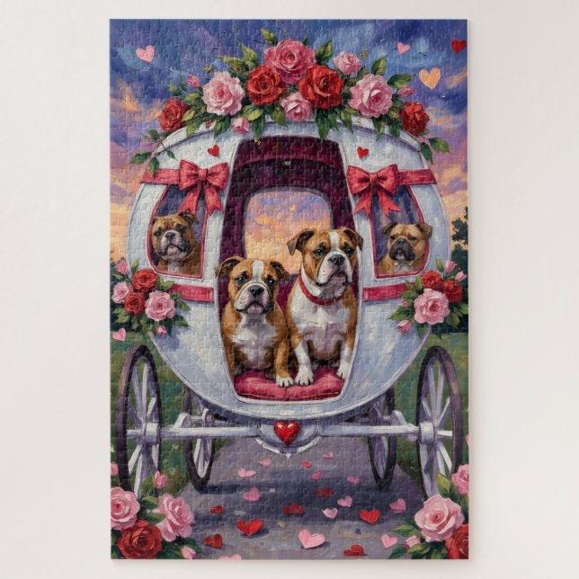 Puzzle La Saint-Valentin du bouledogue (Vertical)