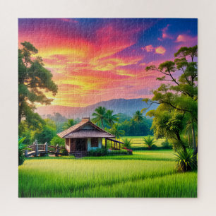 Puzzle La sérénité au coucher du soleil à la campagne