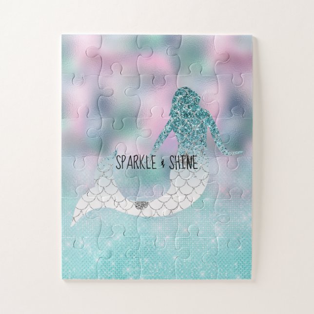 Puzzle La Sirène de la Parties scintillant Turquoise (Vertical)