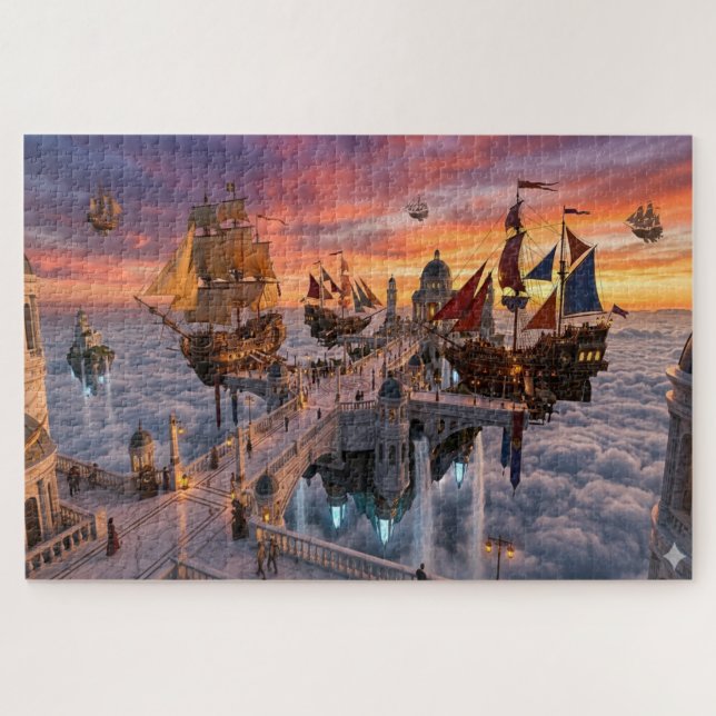 Puzzle La Skyway dorée : une aventure sur une île flottan (Horizontal)