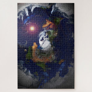 PUZZLE LA TERRE PLATE SUR LE FEU