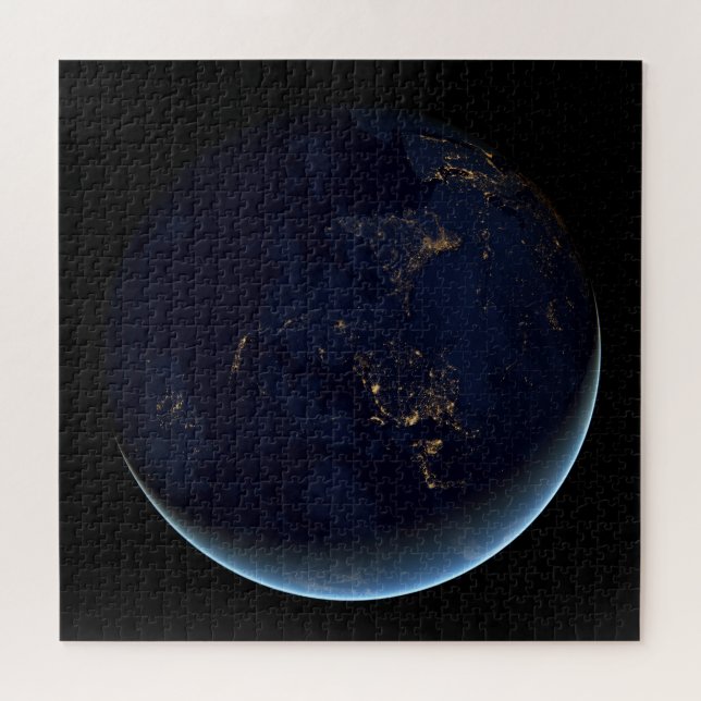 Puzzle La Terre s'illumine la nuit en Asie et en Australi (Horizontal)