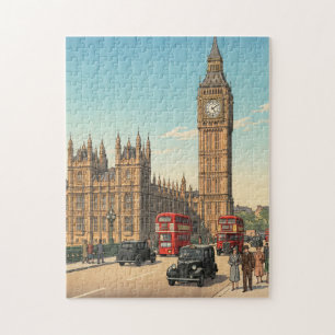 Puzzle La Tour Horloge Big Ben Estampe Japonaise sur Bois