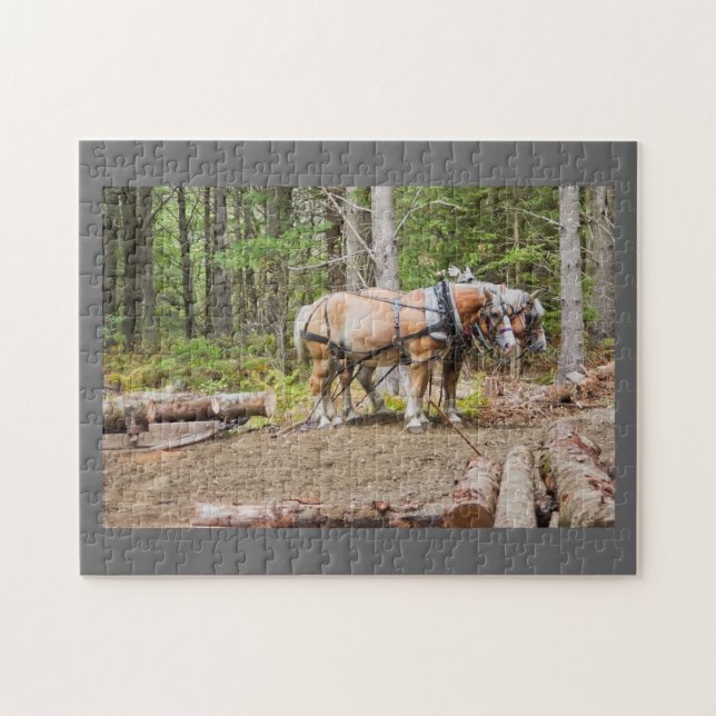 Puzzle La traction de chevaux ouvre une session des bois (Horizontal)