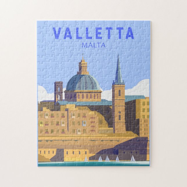 Puzzle La Valette Malte Voyage Art Vintage (Vertical)