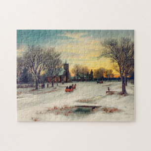 Puzzle La veille de Noël 1885 W C Bauer Promenade en traî
