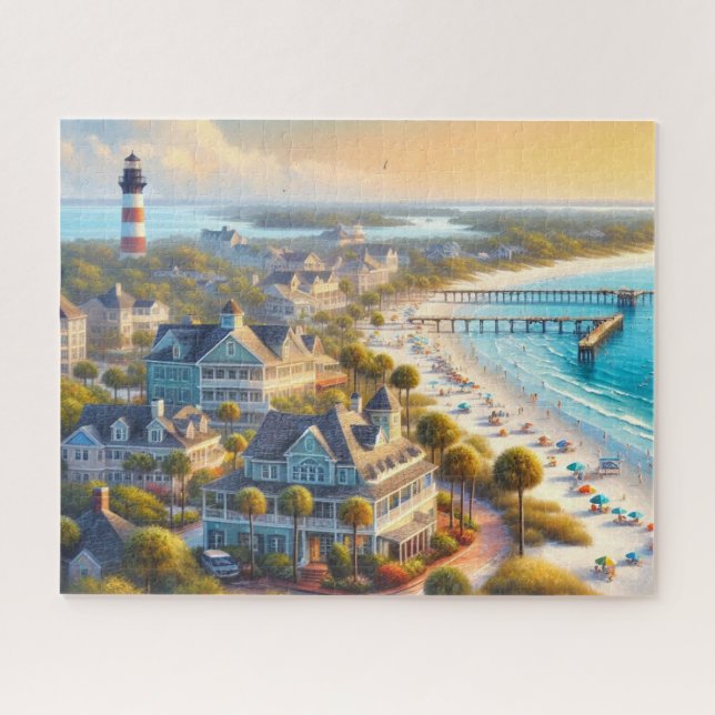 Puzzle La vie de la plage avec le phare  (Horizontal)