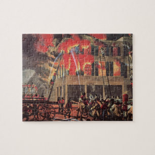 Puzzle La vie d'un pompier, pompiers vintage luttant cont