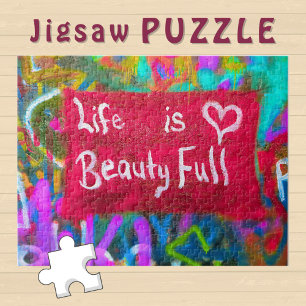Puzzle La vie est belle sur le mur de graffiti -