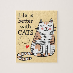 Puzzle La vie est meilleure avec des chats Doodle