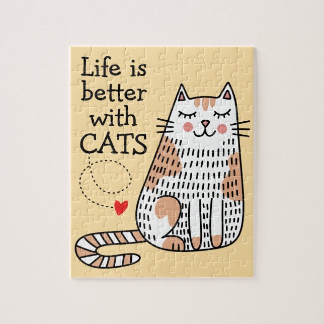 Puzzle La vie est meilleure avec des chats Doodle (Vertical)