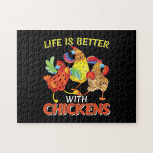 Puzzle La vie est meilleure avec les poulets